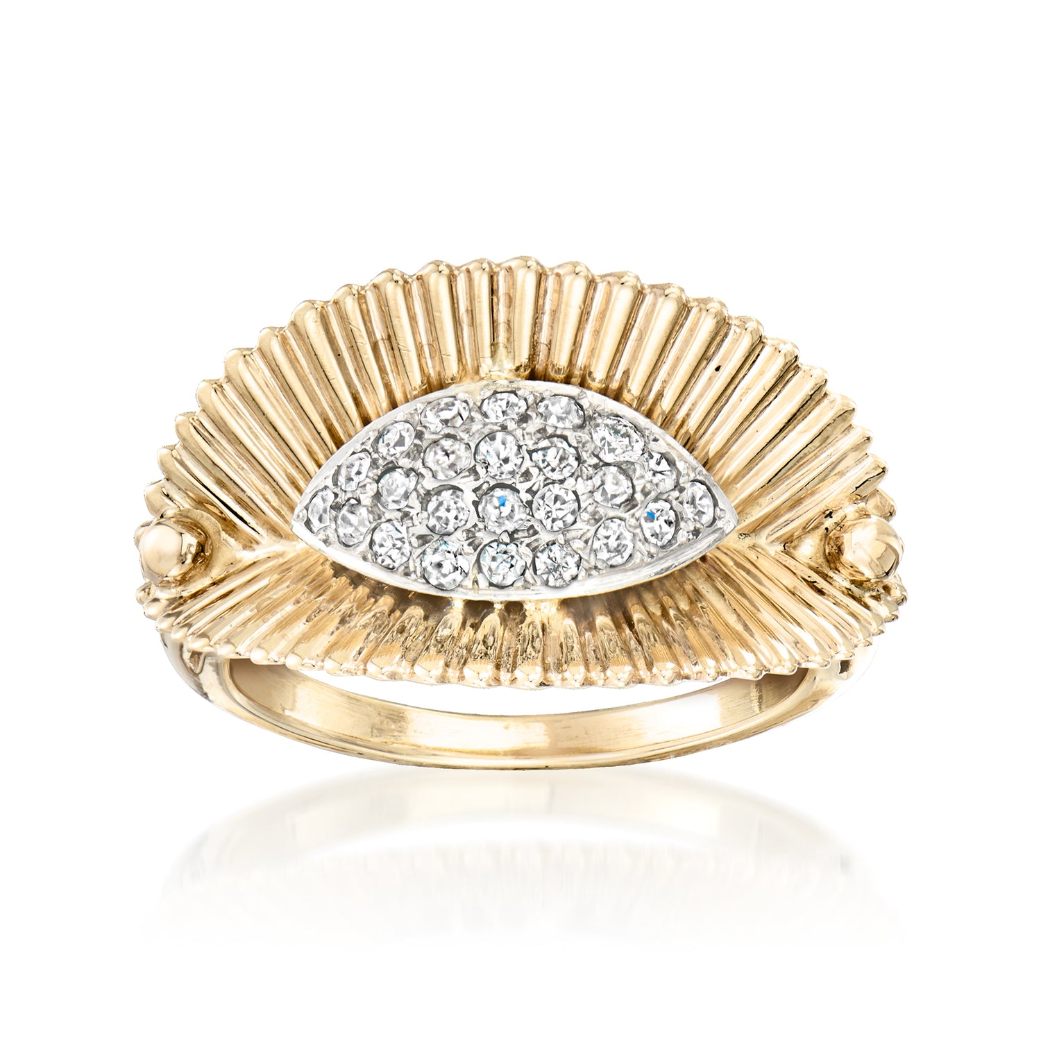 C. 1970 Vintage .40 ct. t.w. Diamond Fan Ring in 14kt Yellow Gold