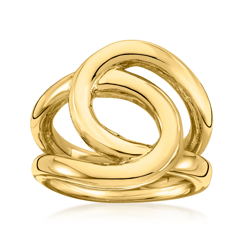 Gold-plated swirl ring with rounded loop design