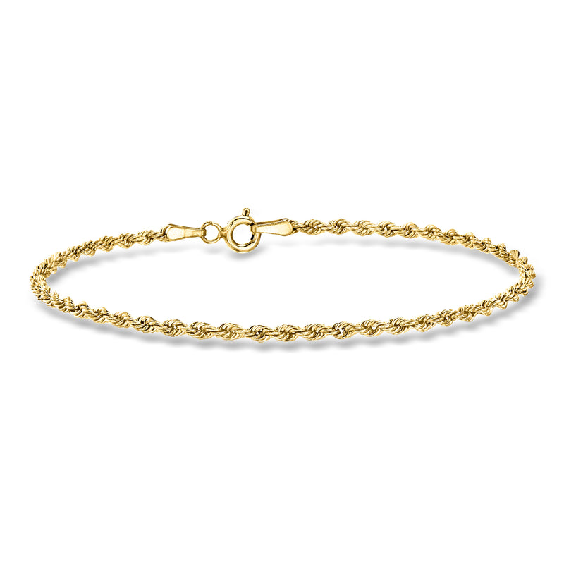 10kt yellow gold rope-chain bracelet with round clasp, polished links