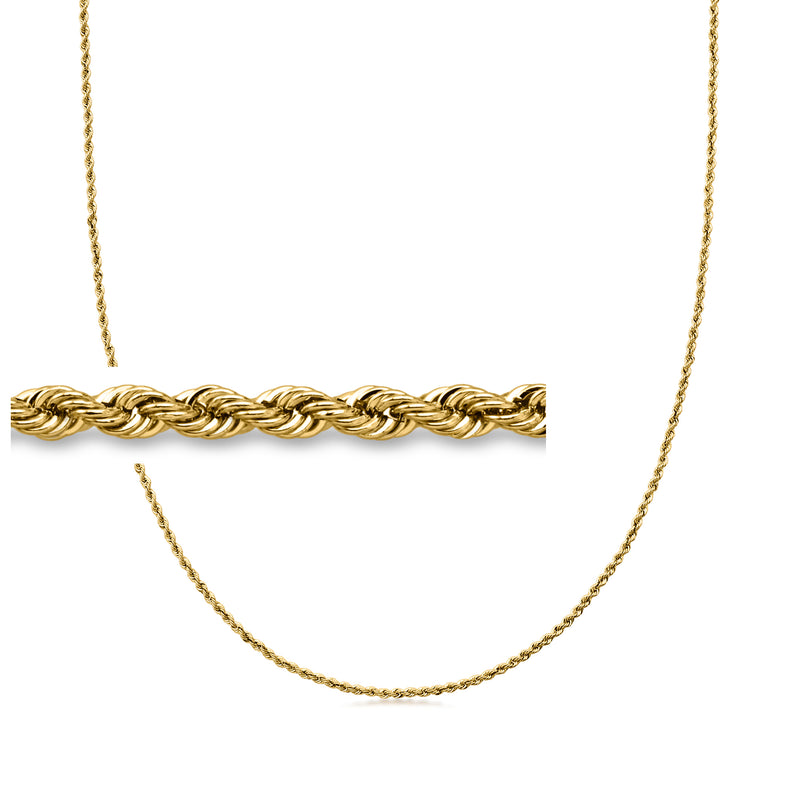 Italian 1.5mm 10kt Yellow Gold Rope-Chain Necklace
