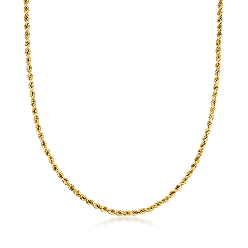 10kt yellow gold rope-chain necklace, 2.6mm, polished twisted links