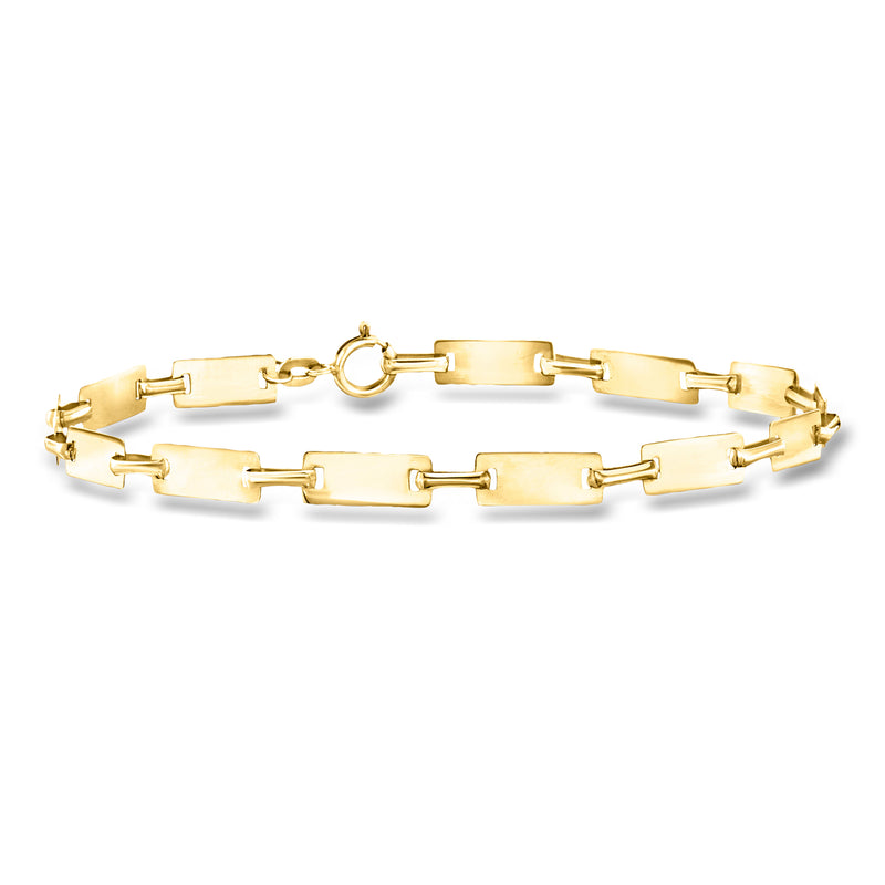 10kt yellow gold link bracelet with alternating rectangular and paper clip links
