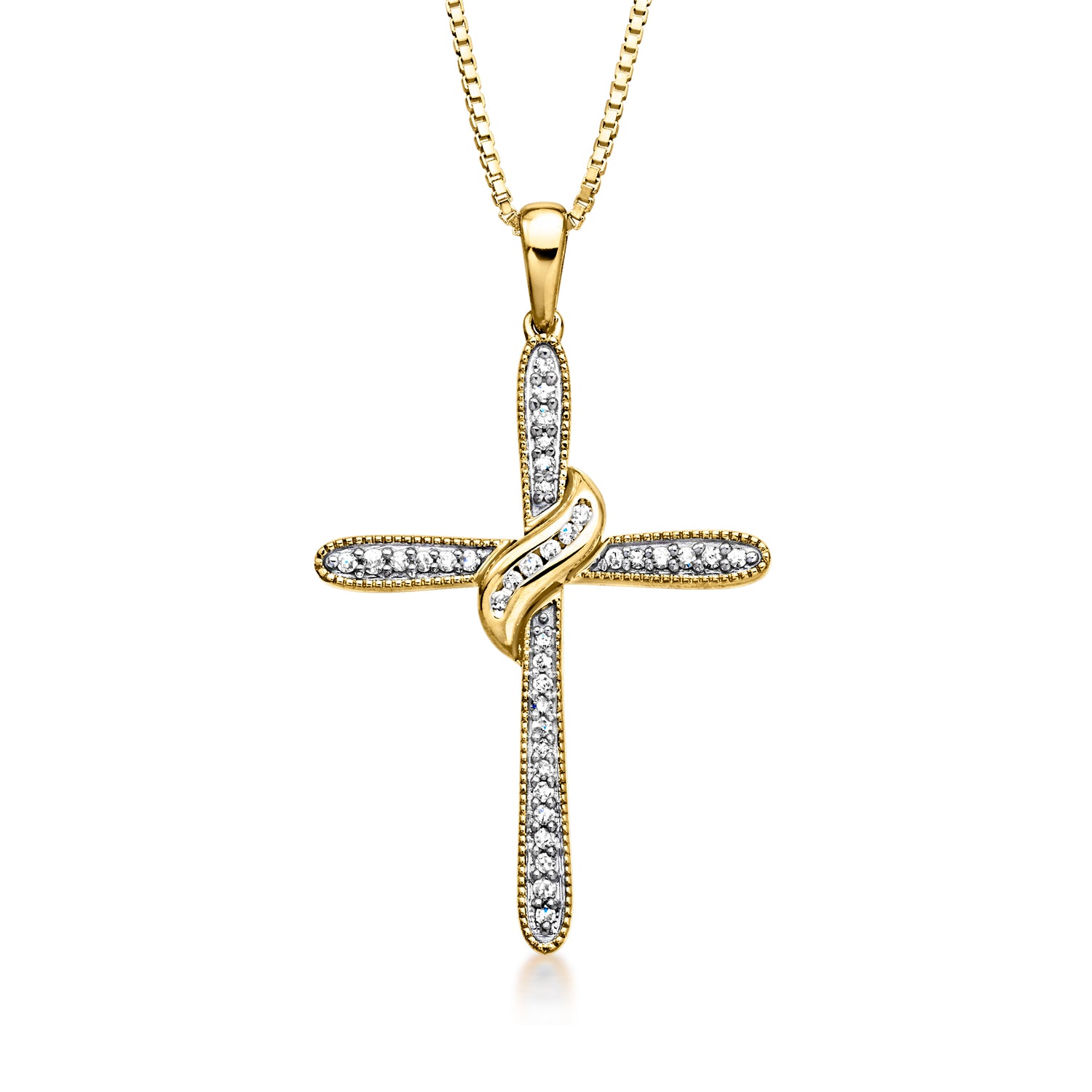 .20 ct. t.w. Diamond Cross Pendant Necklace in 18kt Gold Over Sterling