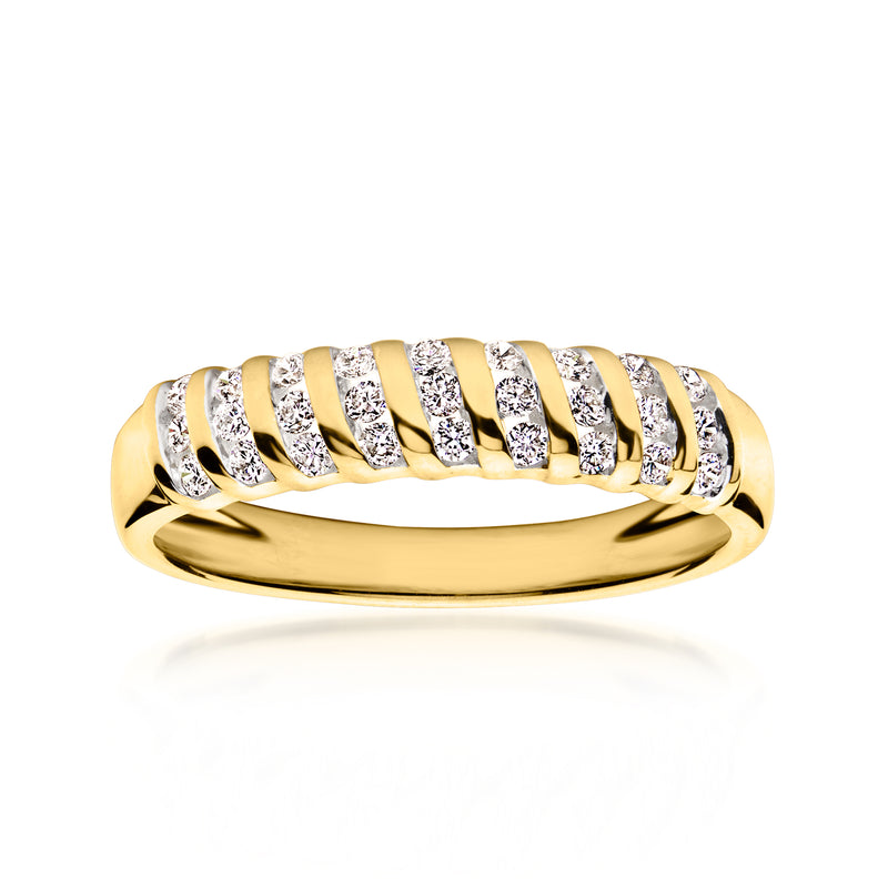 Striped lab-grown diamond ring in 18kt gold over sterling silver