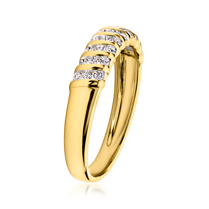 Lab-grown diamond striped ring in 18kt gold over sterling