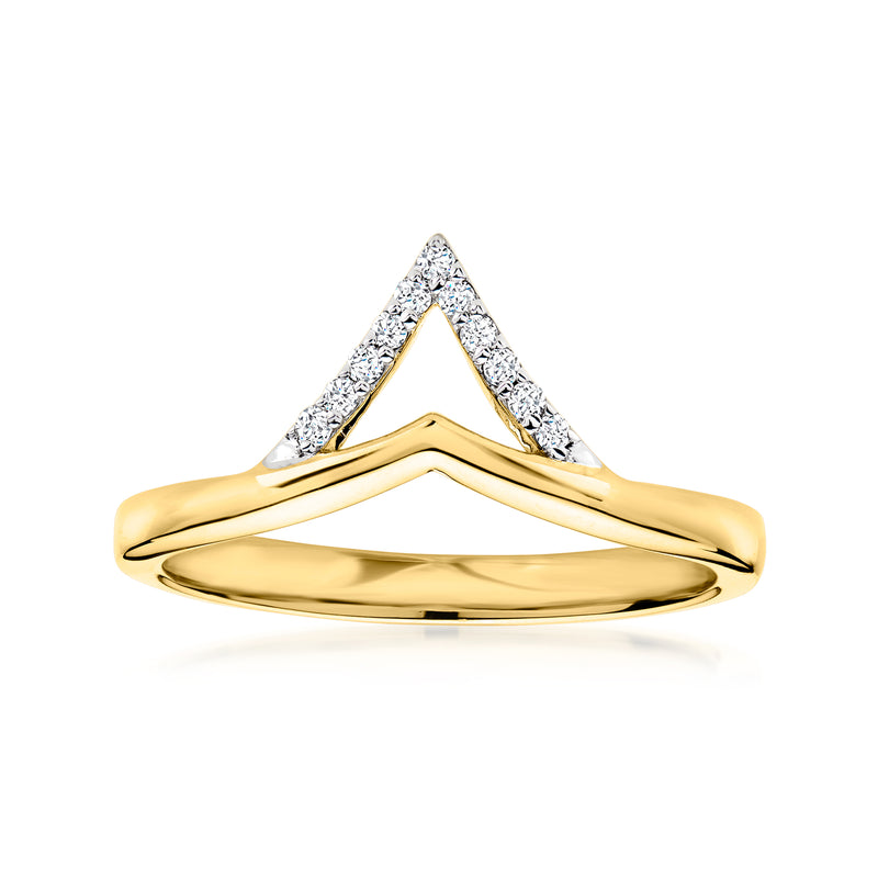 Geometric gold over sterling ring with triangular lab-grown diamond accents