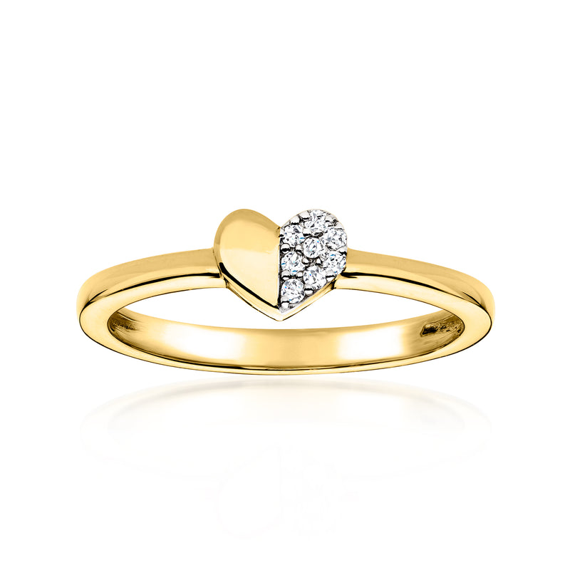 18kt gold over sterling heart diamond ring with round clustered stones