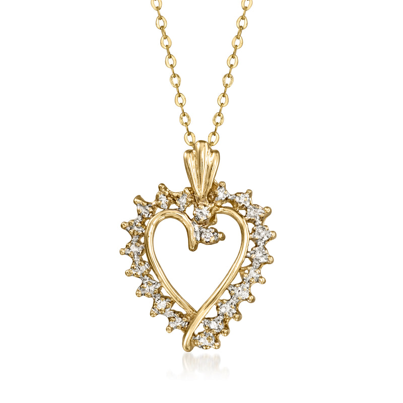 Two-tone gold heart pendant necklace with diamond halo surround