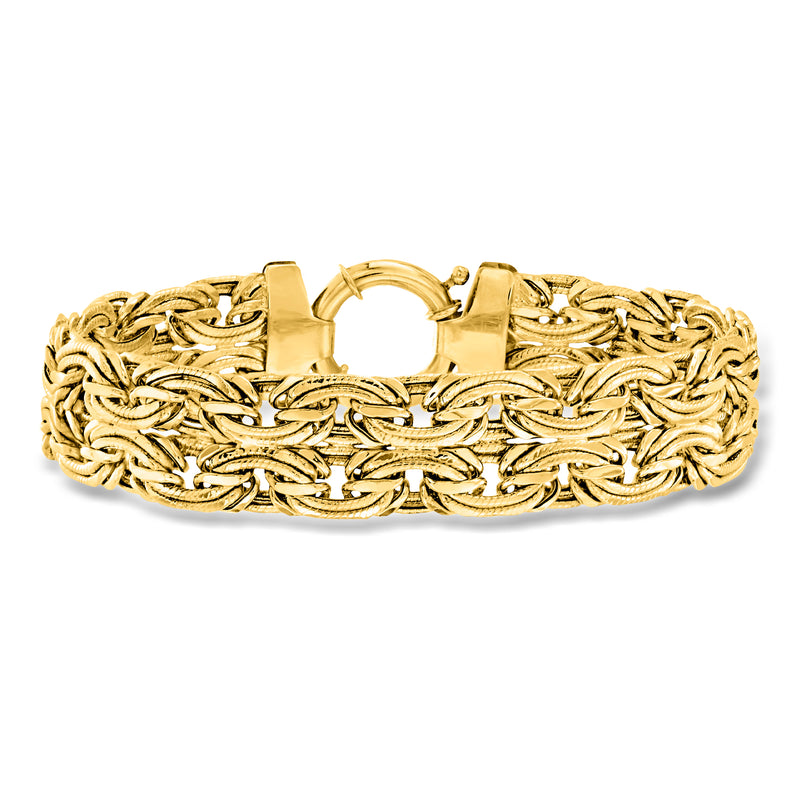 10kt yellow gold oval-link bracelet with intricate chain links