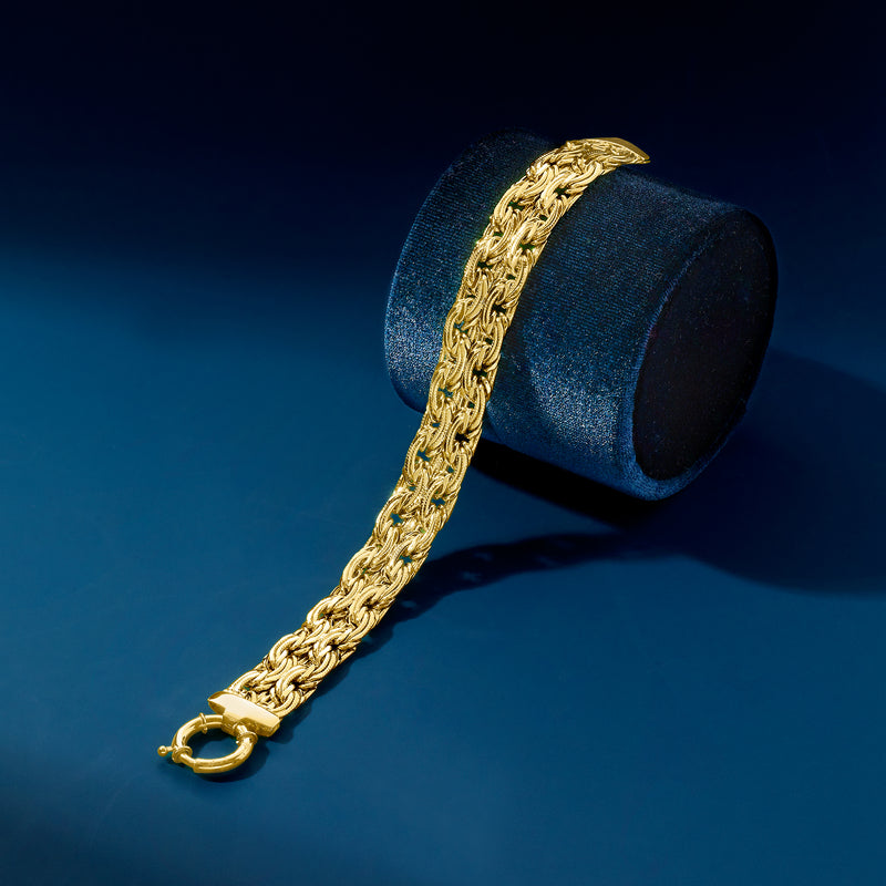 10kt yellow gold oval-link bracelet with clasp and looped links