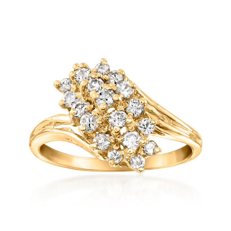 Vintage diamond cluster ring, 14kt yellow gold with round stones