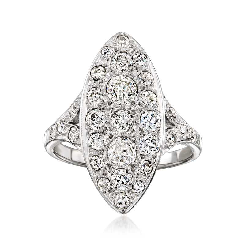 Vintage marquise diamond ring in 14kt white gold