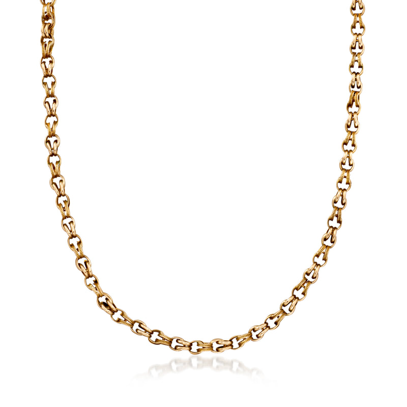 Yellow gold cable-chain necklace with oval link segments and lobster clasp