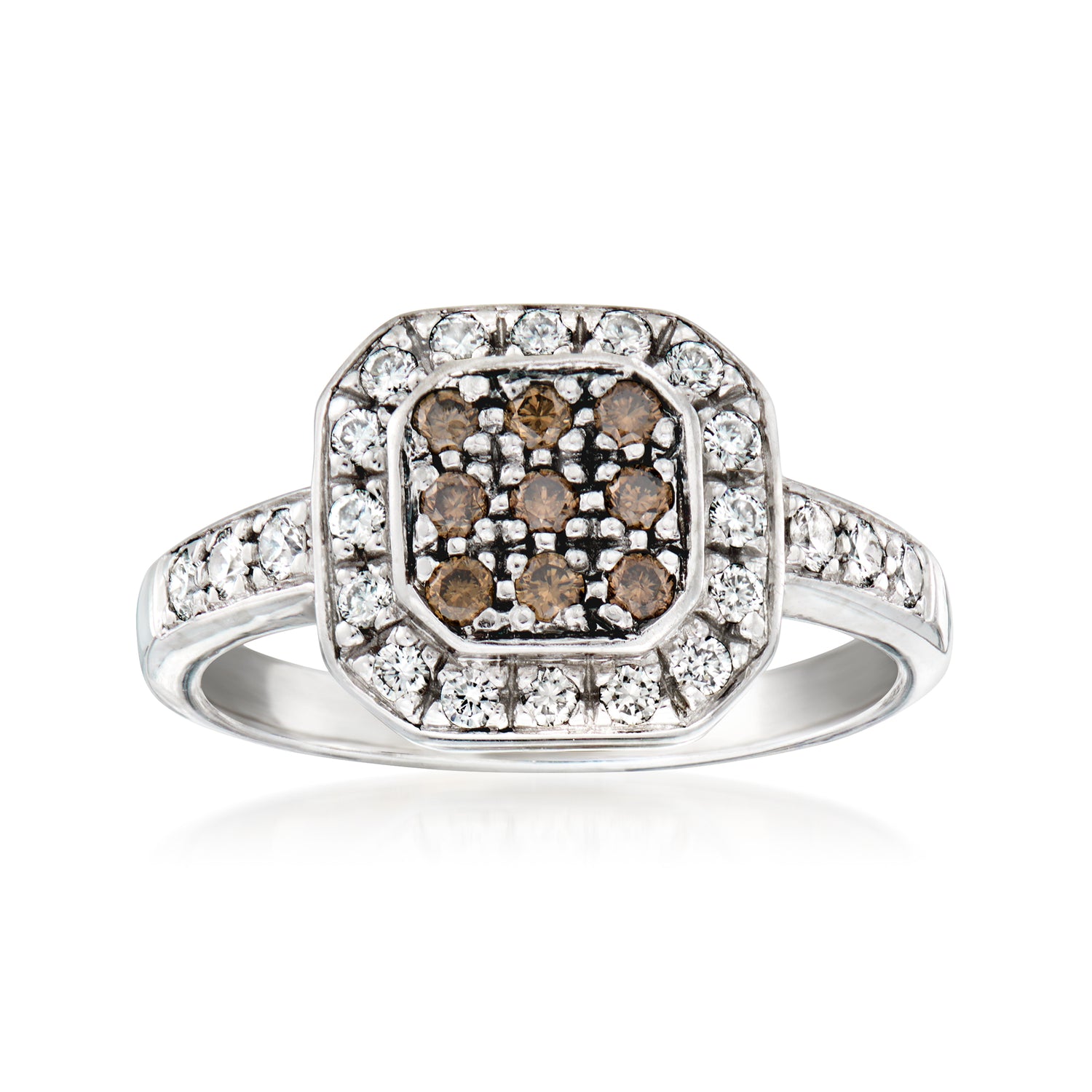 C. 2000 Vintage Le Vian .70 ct. t.w. Brown and White Diamond Ring in 14kt White Gold