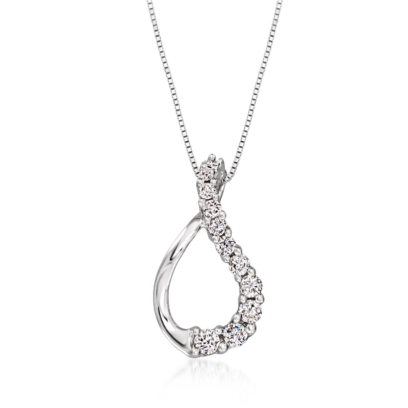 Vintage diamond swirl pendant necklace in white gold