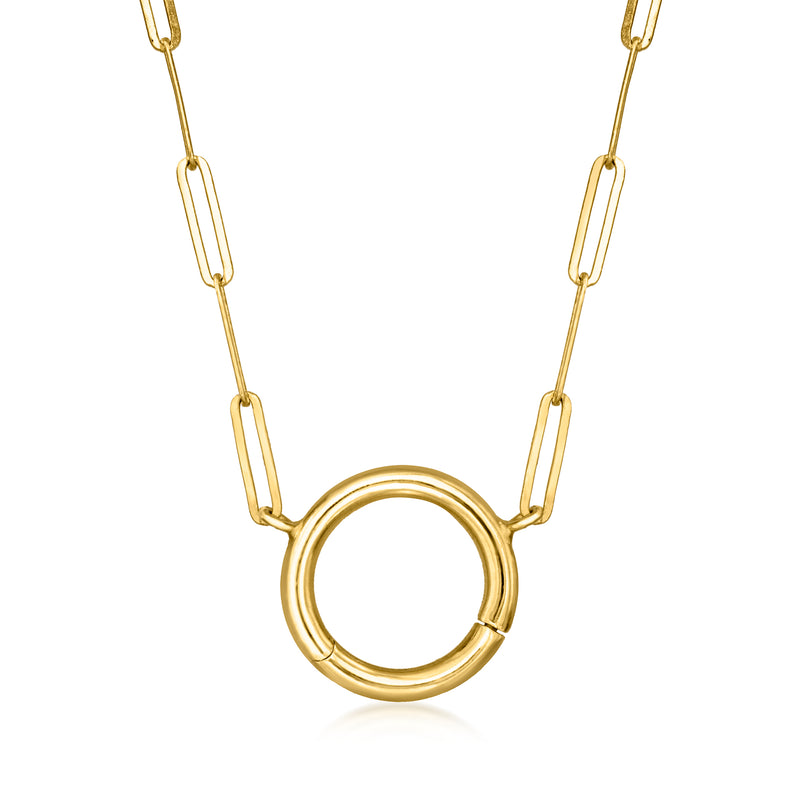 10kt yellow gold charm-compatible circle necklace with linked chain and open circle pendant