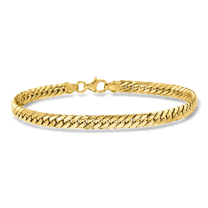 10kt yellow gold Cuban-link bracelet with hinged clasp, braided chain links