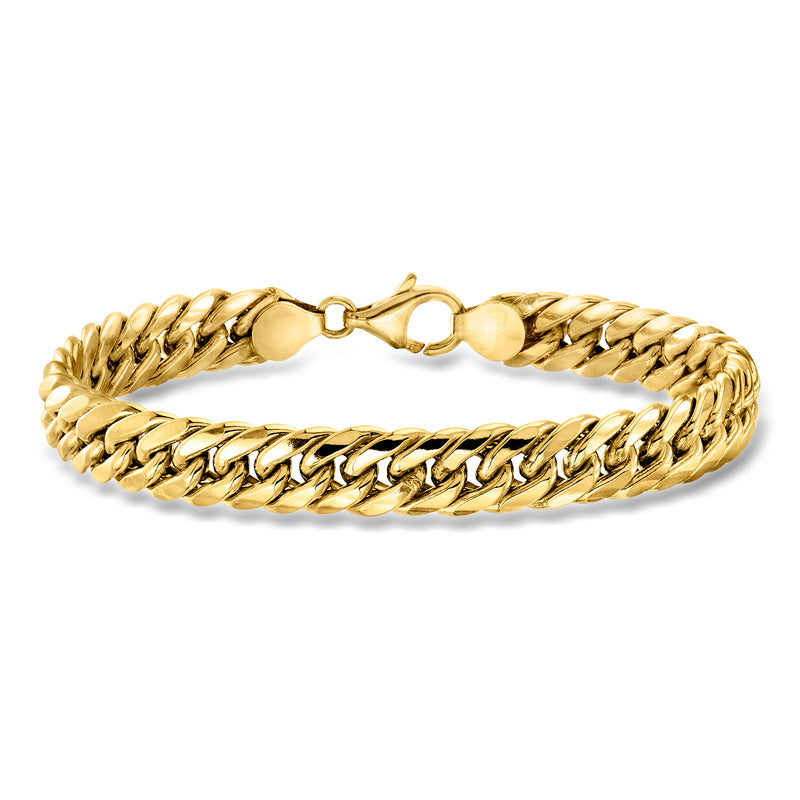 10kt yellow gold Cuban-link bracelet with clasp, polished chain links