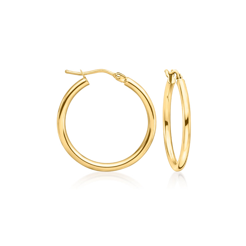 10kt yellow gold hoop earrings, small 2mm hoops with hinged clasp, pair