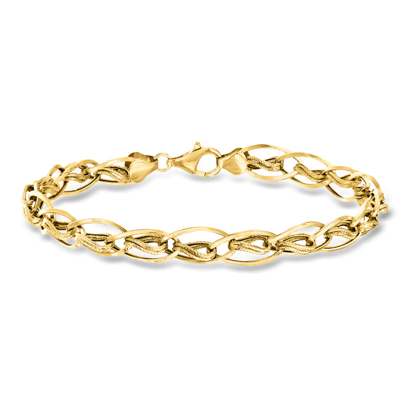 10kt yellow gold twisted double-oval link bracelet with box clasp