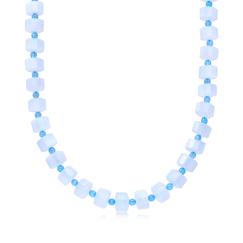 Light blue cube bead necklace with small blue spacer beads