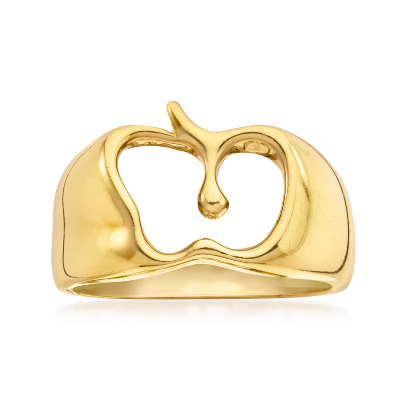 18kt yellow gold apple-shaped ring with openwork heart cutout