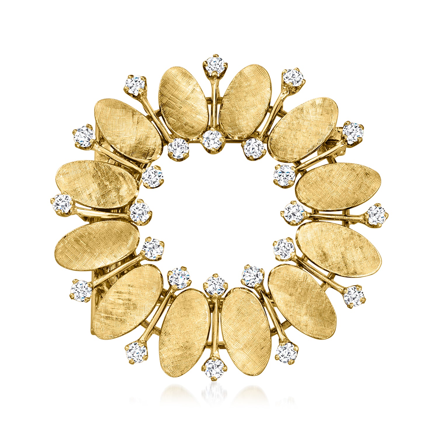 C. 1980 Vintage Piaget 1.20 ct. t.w. Diamond Flower Pin in 18kt Yellow Gold