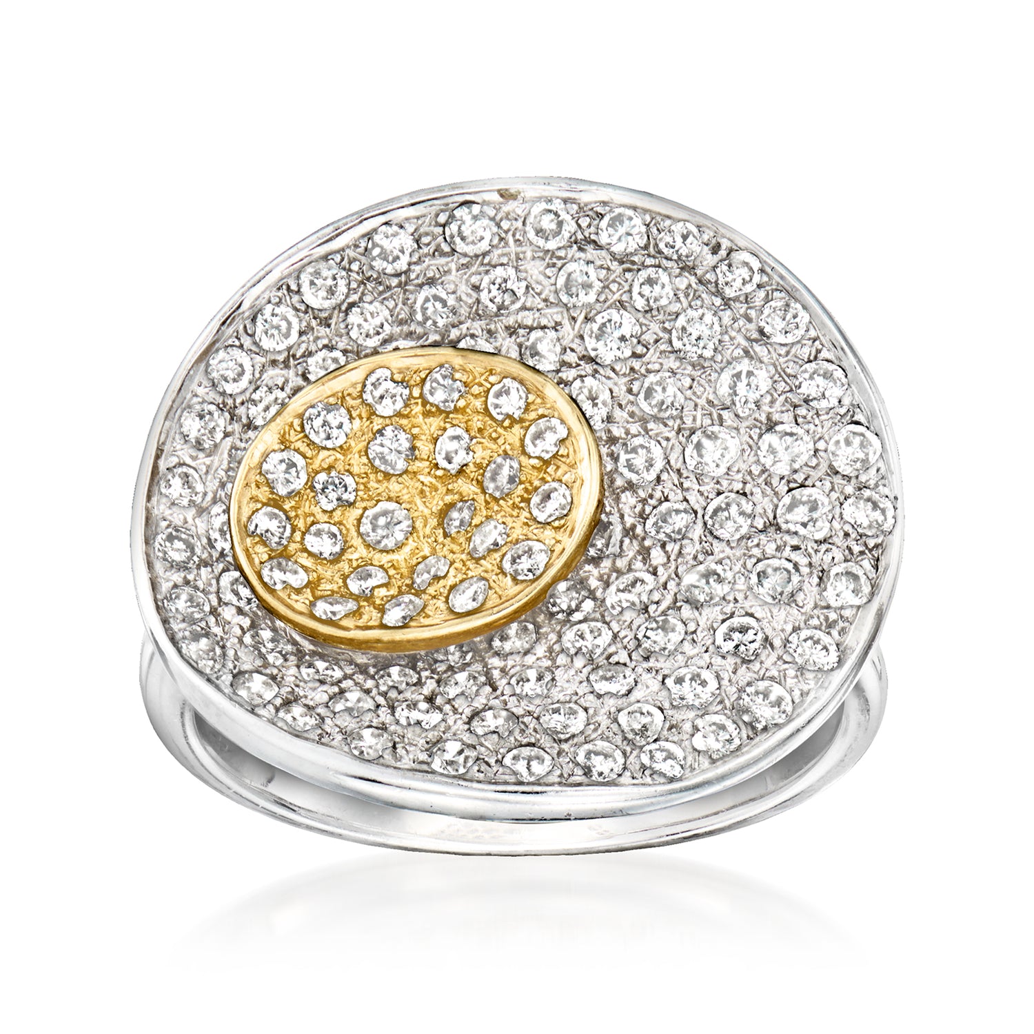 C. 1990 Vintage 1.00 ct. t.w. Diamond Discs Ring in 14kt Two-Tone Gold
