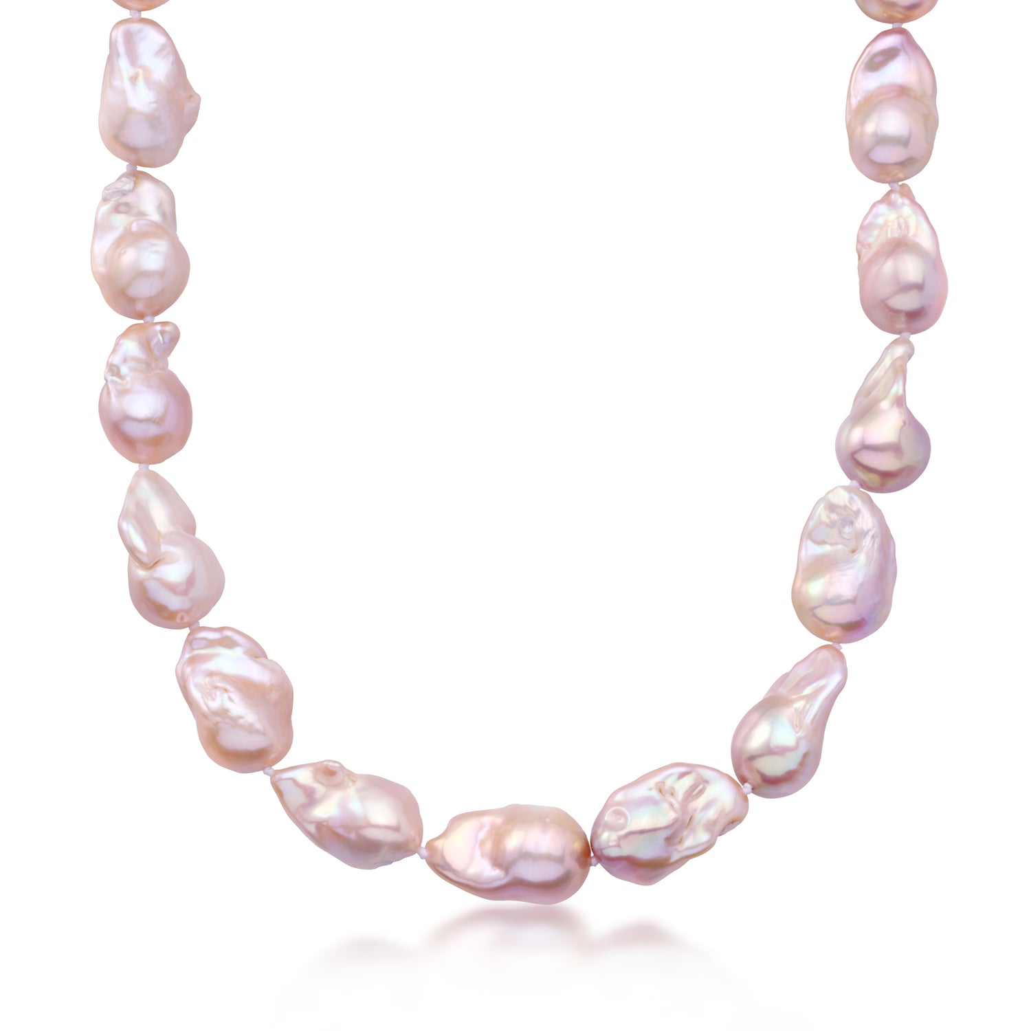 12-15mm Pastel Cultured Baroque Pearl Necklace with 18kt Gold Over Sterling