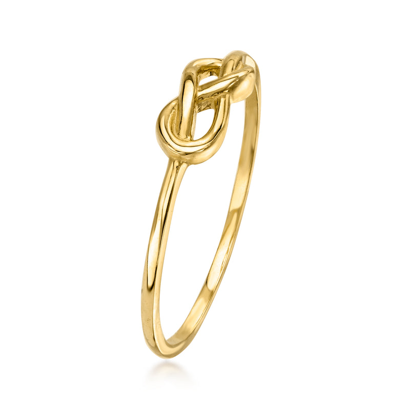 10kt yellow gold infinity symbol ring, slender open cuff profile