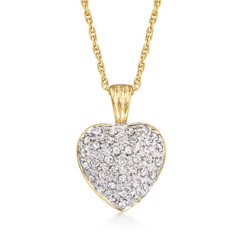 Vintage diamond heart pendant necklace in 14kt yellow gold