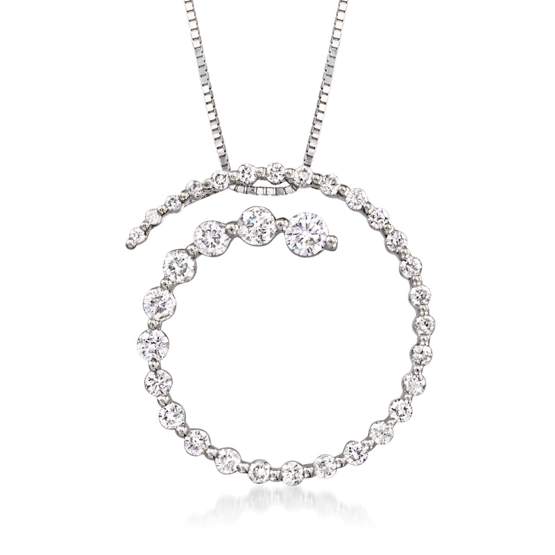 Diamond swirl pendant necklace in white gold
