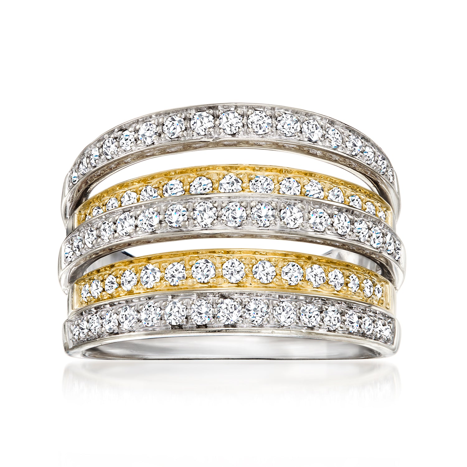 C. 1990 Vintage .81 ct. t.w. Diamond Highway Ring in 14kt Two-Tone Gold