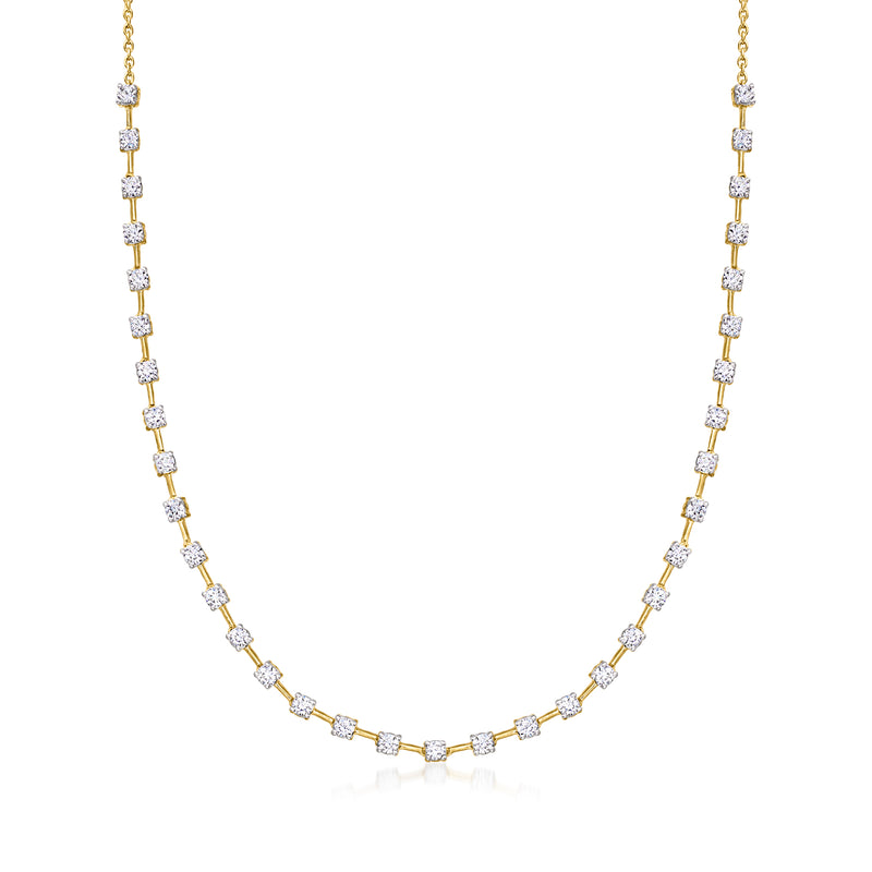 Lab-grown diamond station necklace in gold over sterling