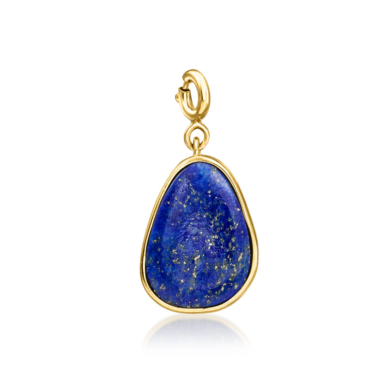 Lapis teardrop charm pendant in gold over sterling setting