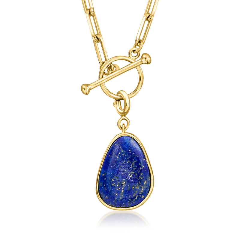 Gold lapis teardrop charm pendant with openwork bail