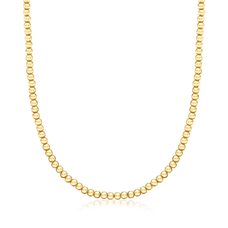 Gold bead-chain necklace with round beads and clasp