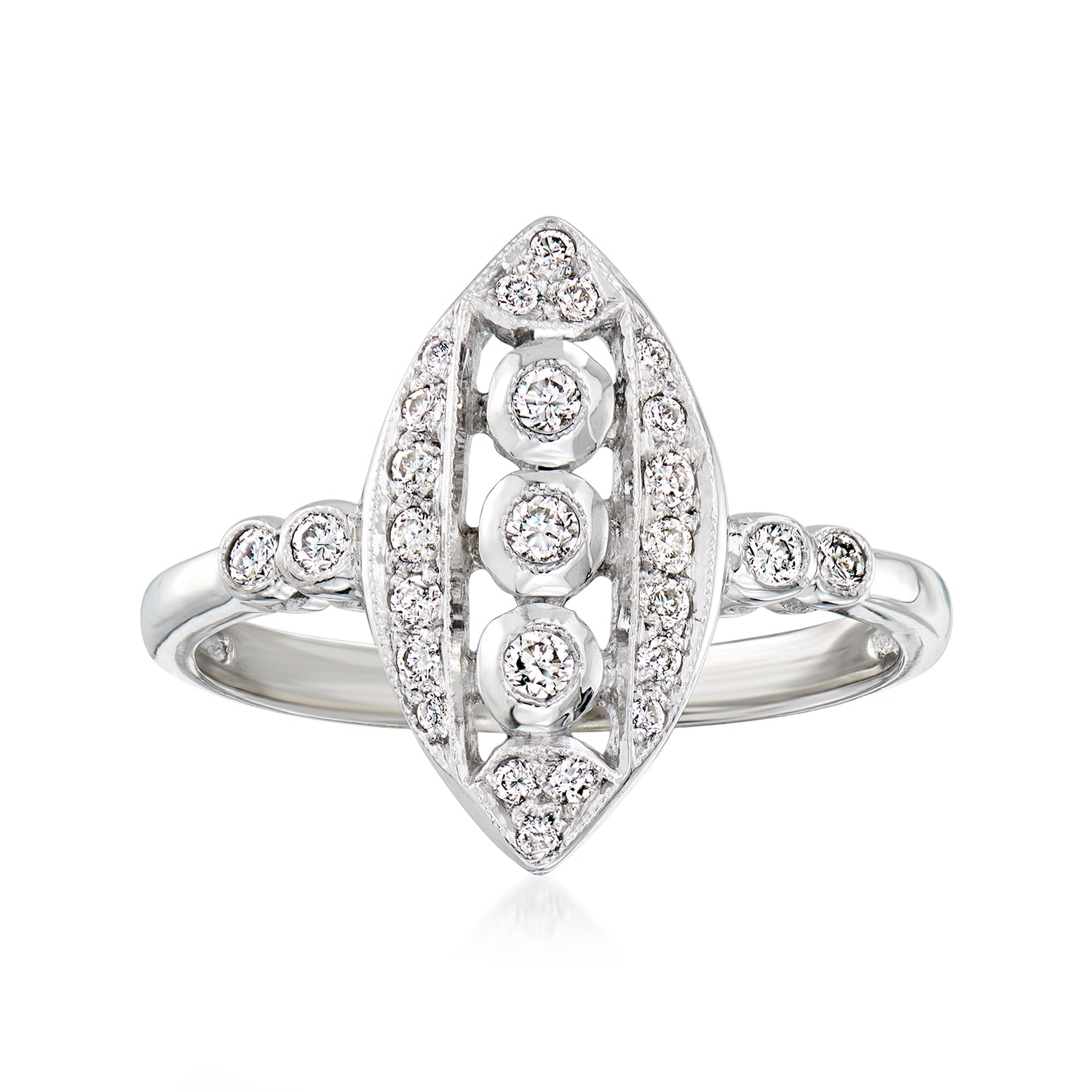 C. 1960 Vintage .25 ct. t.w. Diamond Openwork Ring in 18kt White Gold