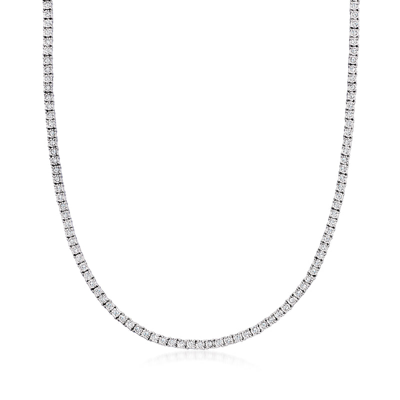 Sterling silver tennis necklace with lab-grown diamond row of sparkling stones
