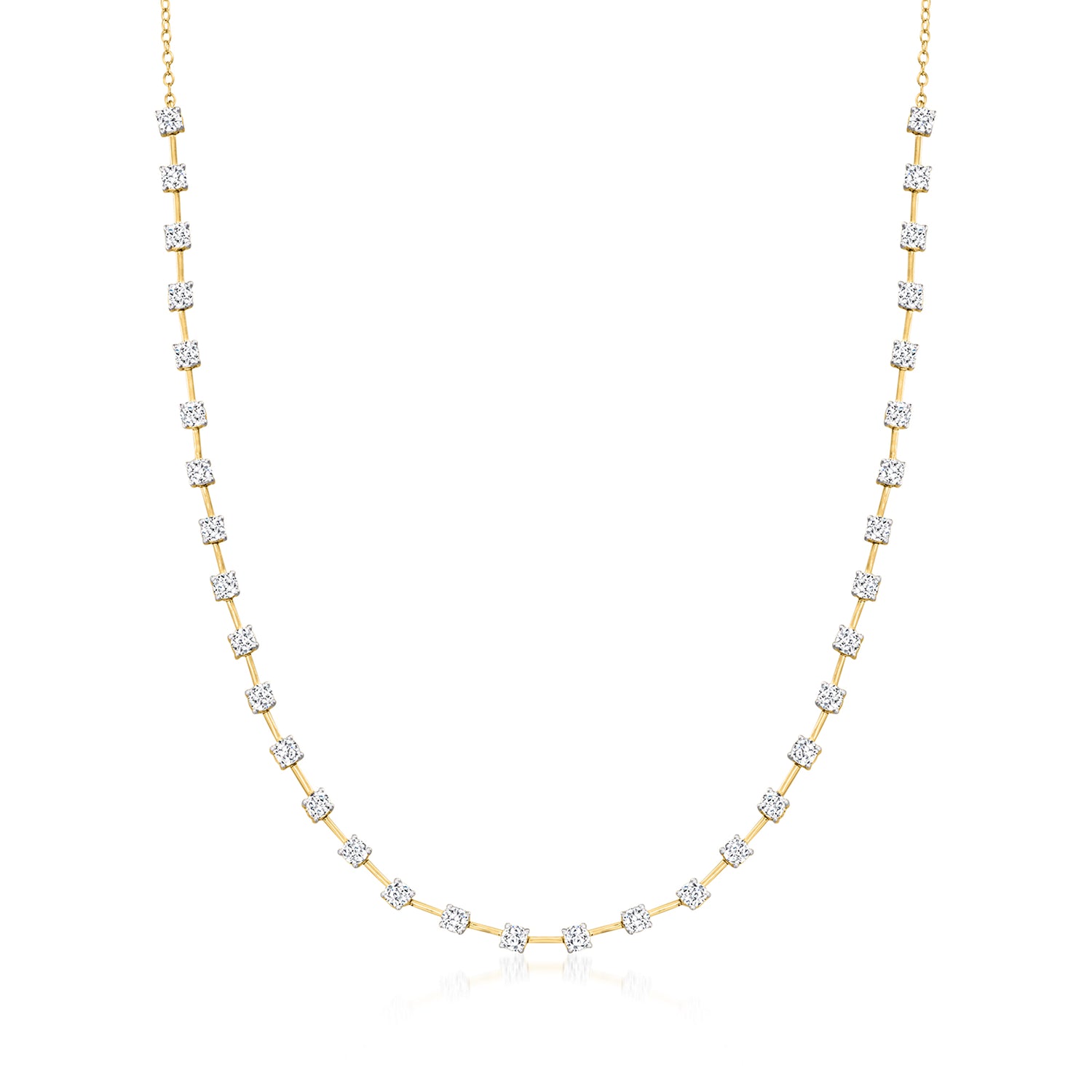 3.00 ct. t.w. Lab Grown Diamond Station-Style Necklace in 18kt Gold Over Sterling