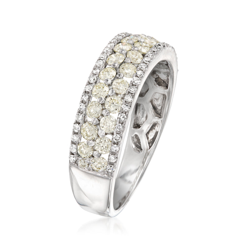 Vintage diamond multi-row ring in 14kt white gold