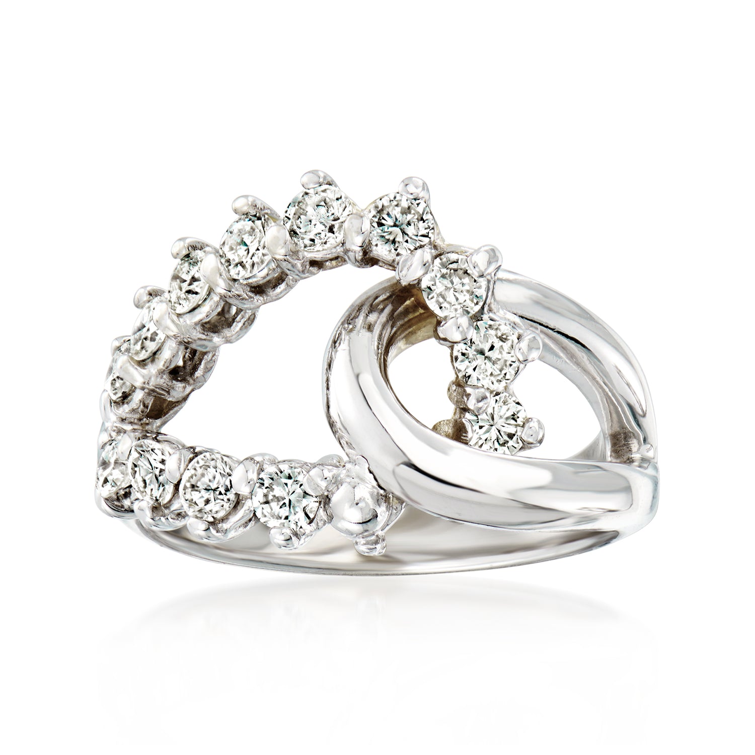 C. 1990 Vintage .90 ct. t.w. Diamond Interlocking-Loop Ring in 14kt White Gold