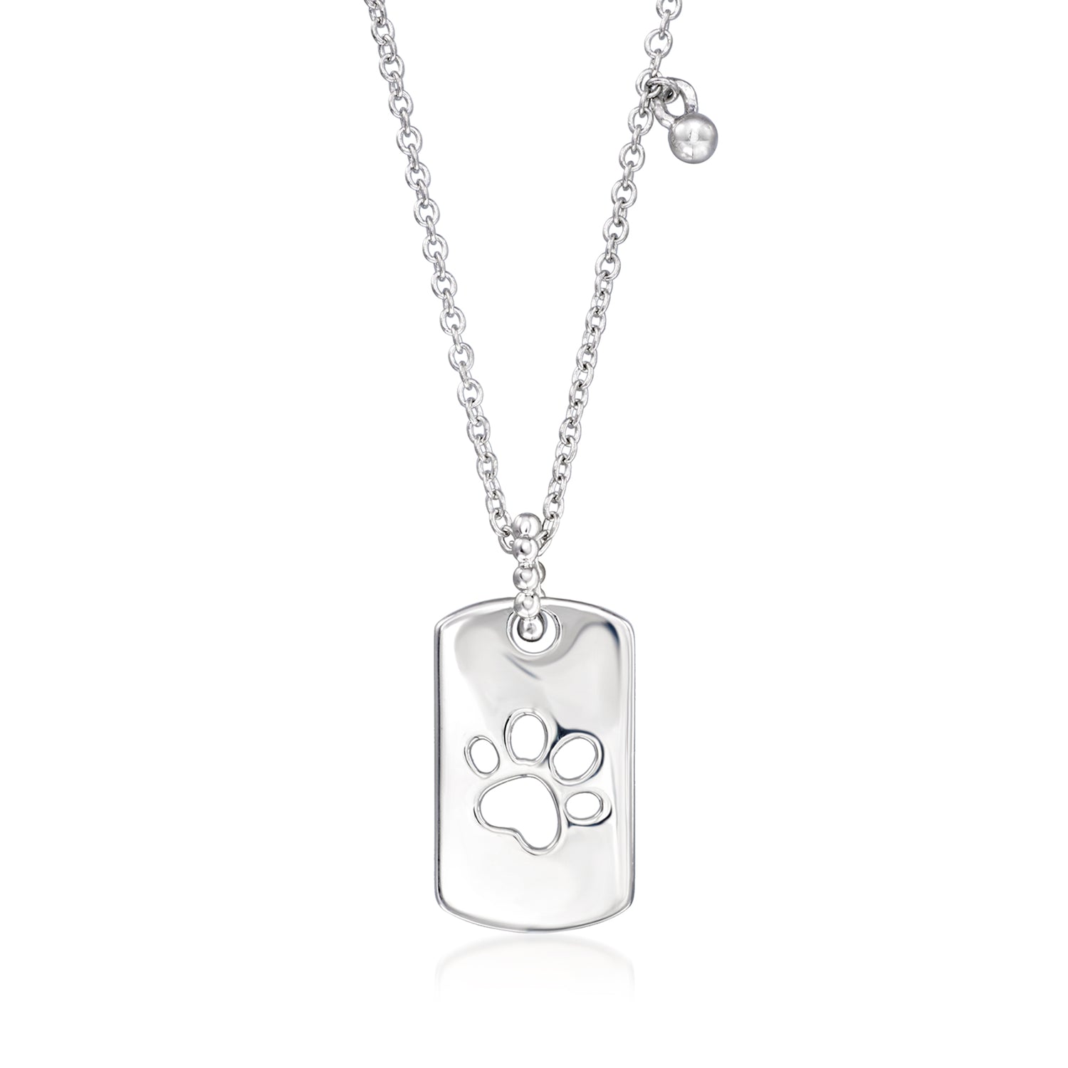Gabriel & Co. Sterling Silver Paw Print Dog Tag Necklace