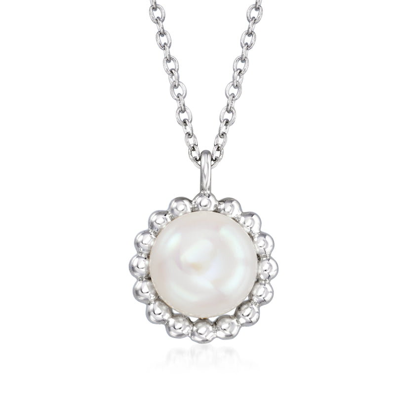Gabriel & Co. sterling silver pearl pendant necklace with round white cultured pearl