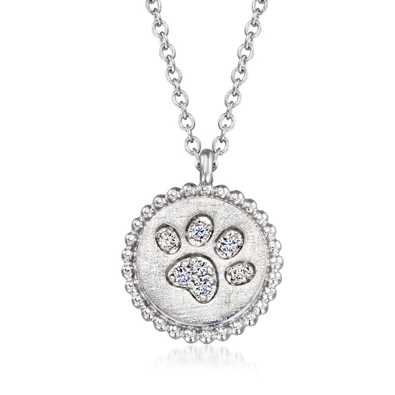 Gabriel & Co. sterling silver paw pendant necklace with diamond accents