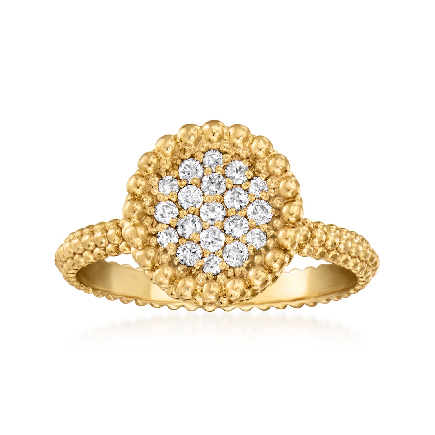 C. 2000 Vintage .10 ct. t.w. Diamond Cluster Beaded Ring in 18kt Yellow Gold