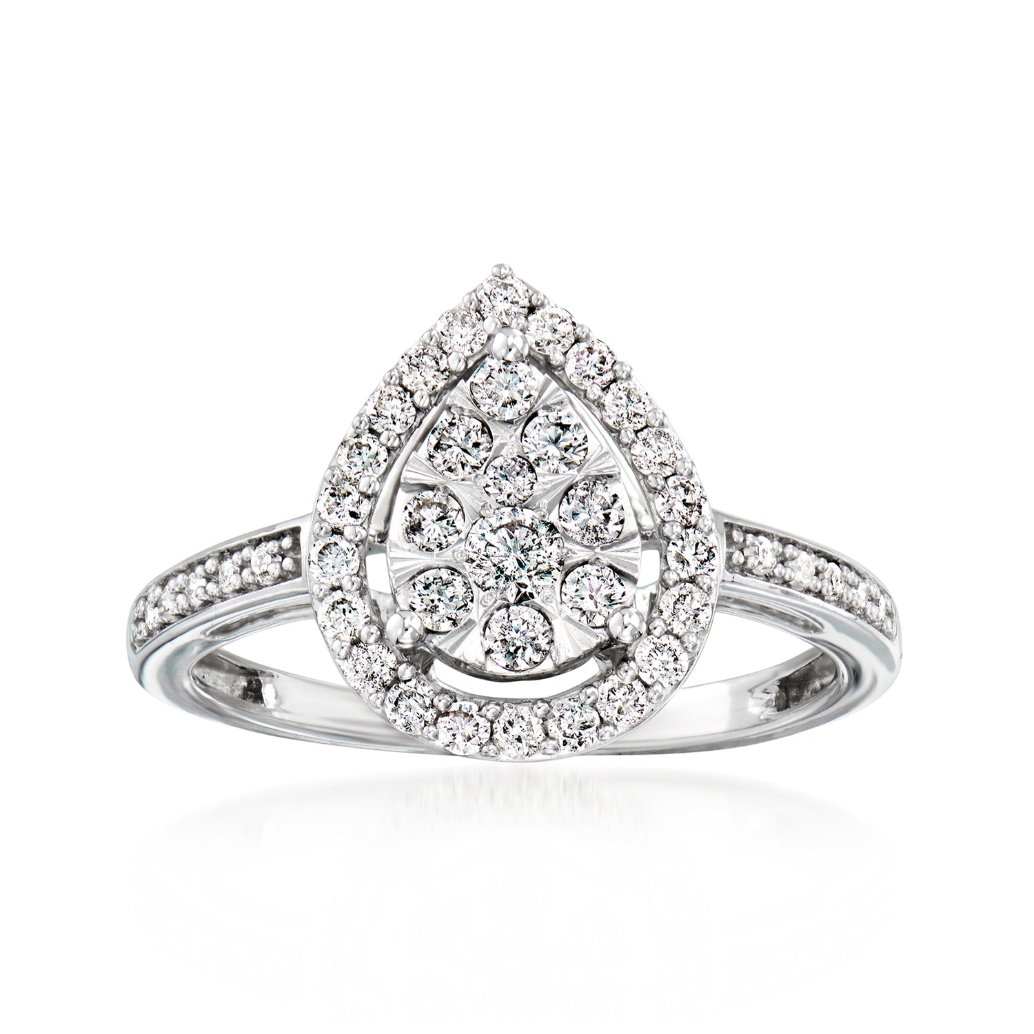 C. 2020 Vintage .50 ct. t.w. Diamond Cluster Ring in 14kt White Gold