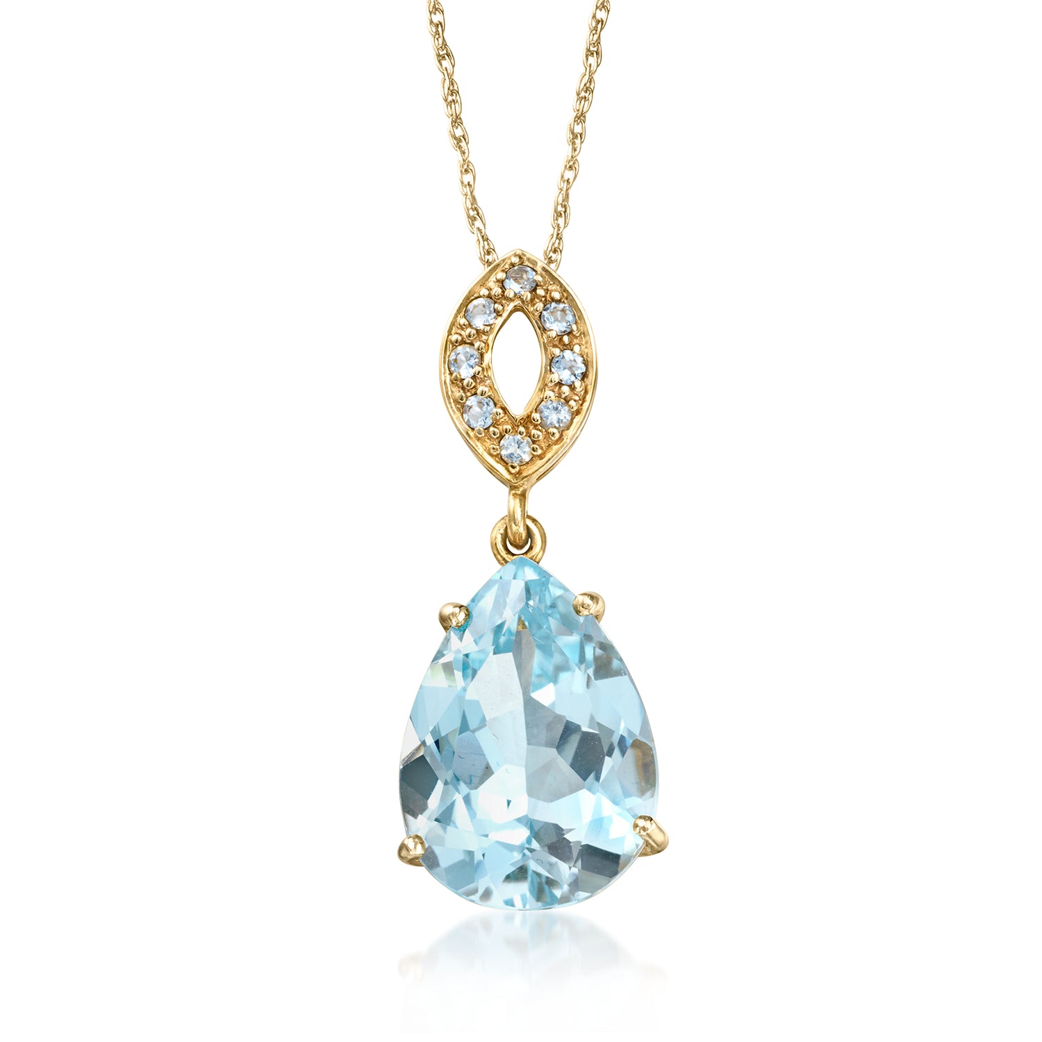 C. 1990 Vintage 11.70 ct. t.w. Swiss and Sky Blue Topaz Pendant Necklace in 14kt Yellow Gold