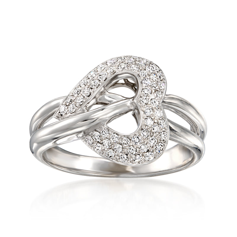 14kt white gold heart-shaped diamond ring with pave accents