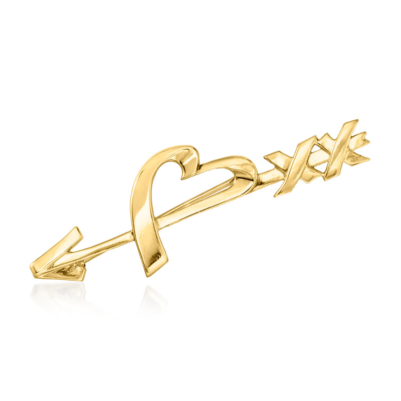 18kt yellow gold heart and arrow pin